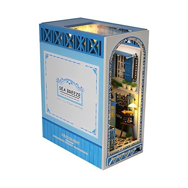 CIVG Book Nook Kit,3D Maison de Poupée en Bois avec Lumière LED, Maquette Miniature a Construire pour Cadeaux,Décoration Din