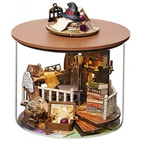 Spilay Kit de meubles miniatures en bois pour maison de poupée, modèle de maison de poupée fait à la main avec housse de pous