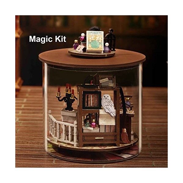 Spilay Kit de meubles miniatures en bois pour maison de poupée, modèle de maison de poupée fait à la main avec housse de pous