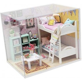 DIVISTAR Maison de poupée miniature avec meuble, kit de maison de poupée à construire pour enfants et adultes, échelle 1/24, 