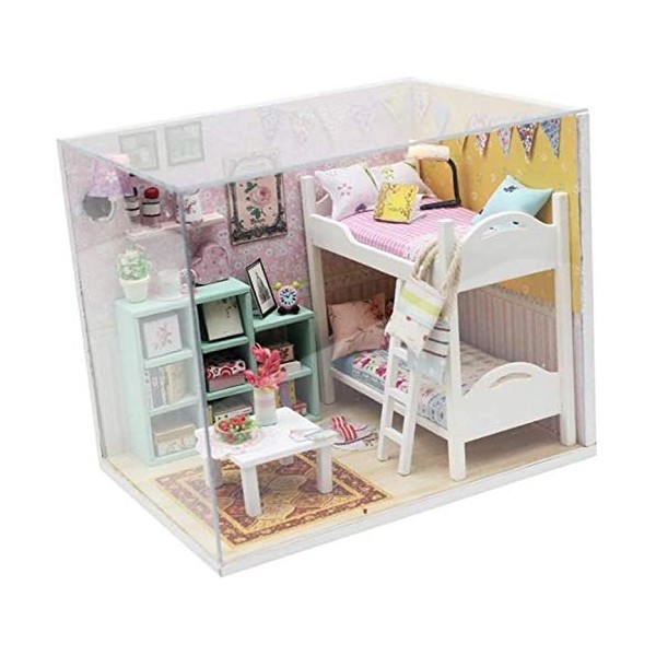 DIVISTAR Maison de poupée miniature avec meuble, kit de maison de poupée à construire pour enfants et adultes, échelle 1/24, 