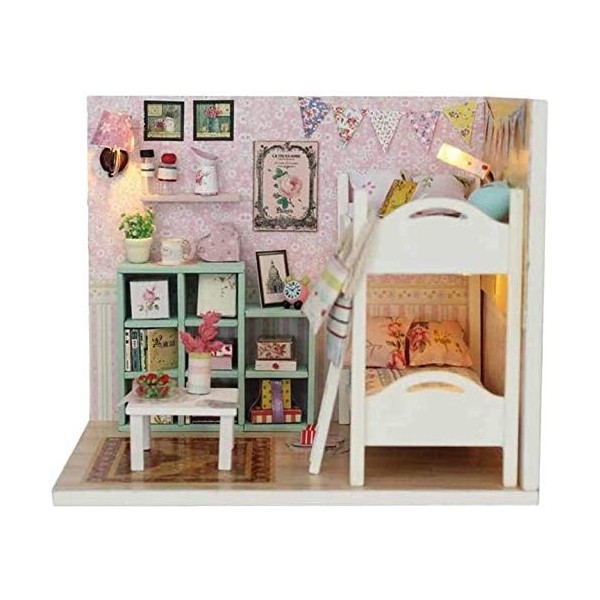 DIVISTAR Maison de poupée miniature avec meuble, kit de maison de poupée à construire pour enfants et adultes, échelle 1/24, 