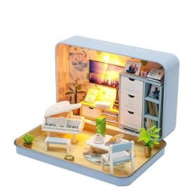 3 pièces Miniature boîte Maison de poupée Meubles en Bois Kit Bricolage Assembler Paysage Maison Puzzle modèle pour Enfants C