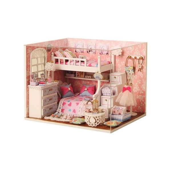 Amagogo Kits de Maison de poupée Miniatures en Bois, Bricolage, boîte de Chambre, Cadeaux danniversaire, Facile à Assembler 