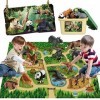 Lot de 12 figurines danimaux de safari avec grand tapis dactivités de 147 x 98,6 cm, réalistes Jumbo danimaux du zoo sauva