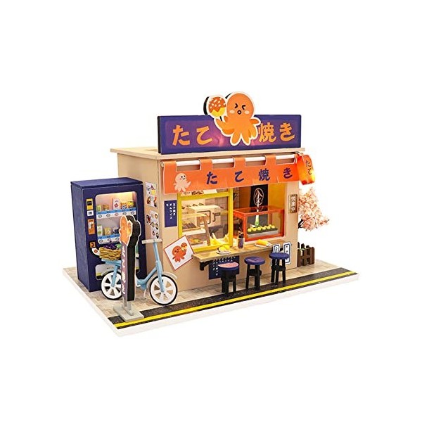 Maison Poupée avec Meubles, Kit Maison Poupée en Bois Bricolage, Comprend Une Lumière LED, Salle Créative À Léchelle 1:24, M