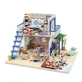 Kit De Meubles Miniatures En Bois De Maison De Poupée Bricolage, Avec Des Meubles En Bois Lumière Cadeau Maison Jouet, Avec A