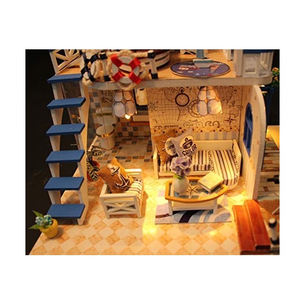 Kit De Meubles Miniatures En Bois De Maison De Poupée Bricolage, Avec Des Meubles En Bois Lumière Cadeau Maison Jouet, Avec A