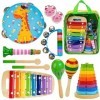 JUSTWOOD Instruments de Musique pour Enfants, Jouets de Musique en Bois 12pcs, des Jouets sensoriels pour Les Enfants dâge p