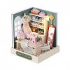 Maison de poupée avec couvercle transparent Kit de maison de bricolage miniature Mini maison avec kit de maison de poupée min