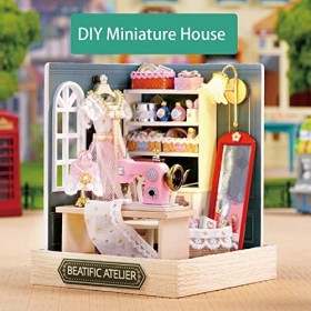 Maison de poupée avec couvercle transparent Kit de maison de bricolage miniature Mini maison avec kit de maison de poupée min