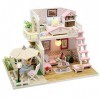 Maison de poupées DIY Kit de maison de poupées Miniature Dollhouse Miniature avec lumière LED, cadeaux créatifs pour amis par