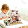 Maison de poupées DIY Kit de maison de poupées Miniature Dollhouse Miniature avec lumière LED, cadeaux créatifs pour amis par