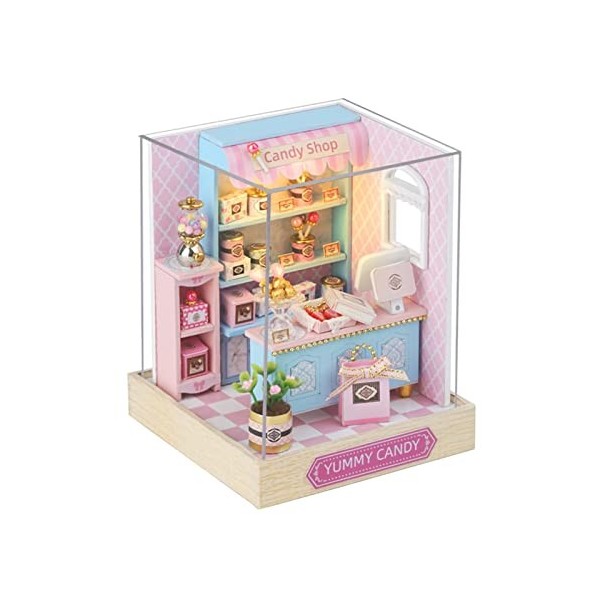 Maison de poupée bricolage avec housse anti-poussière Mini maison avec kit de maison miniature LED Kit de maison miniature Ch