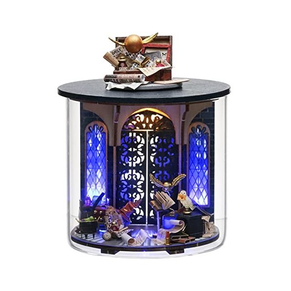 Spilay Maison de poupée miniature en bois à faire soi-même, mini maison de poupée faite à la main avec couvercle anti-poussiè