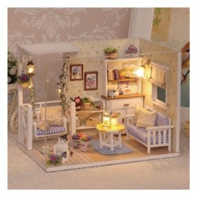 Fashion Yo Maison de poupée en bois rose avec kit de meubles à faire soi-même - Maison créative miniature 3D - Puzzle 3D - Jo