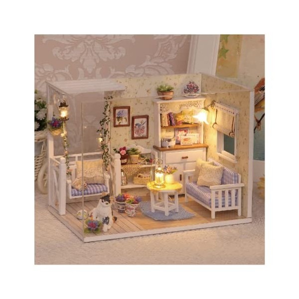 Fashion Yo Maison de poupée en bois rose avec kit de meubles à faire soi-même - Maison créative miniature 3D - Puzzle 3D - Jo