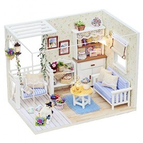 FZ FUTURE Tiny DIY House Building Kit de Construction, Kits Miniatures de poupée avec Minuscule Meubles pour Jeux de Maison K