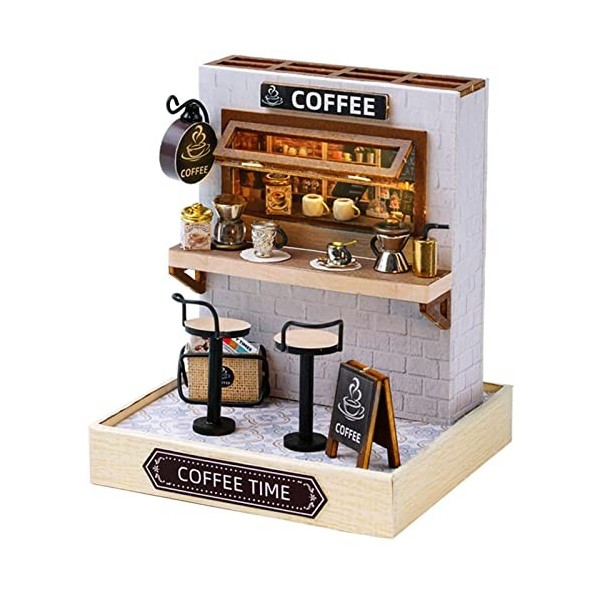 Spilay Kit de meubles miniatures en bois pour maison de poupée, mini maison de poupée faite à la main avec couvercle anti-pou