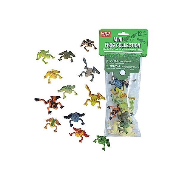 Wild Republic Polybag Mini Grenouille, Lot de Figurines, Douze Espèces Vivant dans la Grenouille, Cadeau pour Enfants, Super 