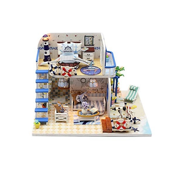 YOUCAI Maison Miniature à Construire Kit de Maison de Poupée Miniature Dollhouse en Bois pour Saint Valentin B 19 * 15 * 13CM