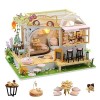 Kit de maison de poupée miniature pour chat avec lumière LED, échelle 1:24, faite à la main, pour chat, café, jardin, maison 