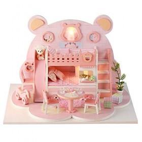 Maison de poupée, Maison de poupée en Bois lumière LED, Cadeau modèle de Maison pour Les débutants Amoureux épouses copines m