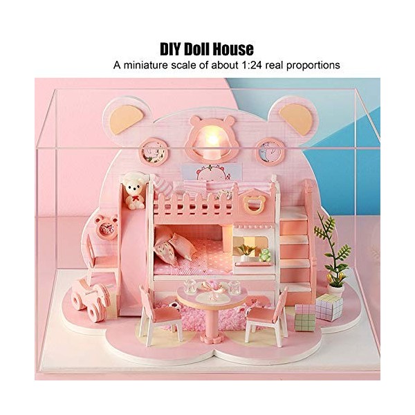 Maison de poupée, Maison de poupée en Bois lumière LED, Cadeau modèle de Maison pour Les débutants Amoureux épouses copines m