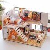 WonDrtherC Bricolage Cottage Villa Loft Maison créative à la Main modèle 3D assemblé Maison de poupée créative Anniversaire e
