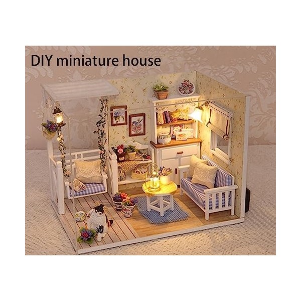 Maison de poupée DIY Kit de maison de poupée miniature Mini maison de poupée avec accessoires Kit de petite maison avec meubl