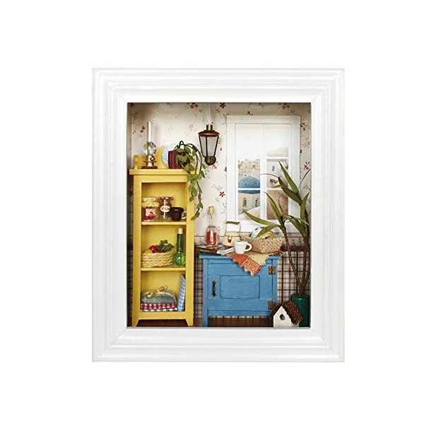 Maison de Poupée Bricolage, Miniatures de Maison de Poupée avec Meubles, Kit de Maison Miniature avec Cadre Photo, Cadeaux Cr