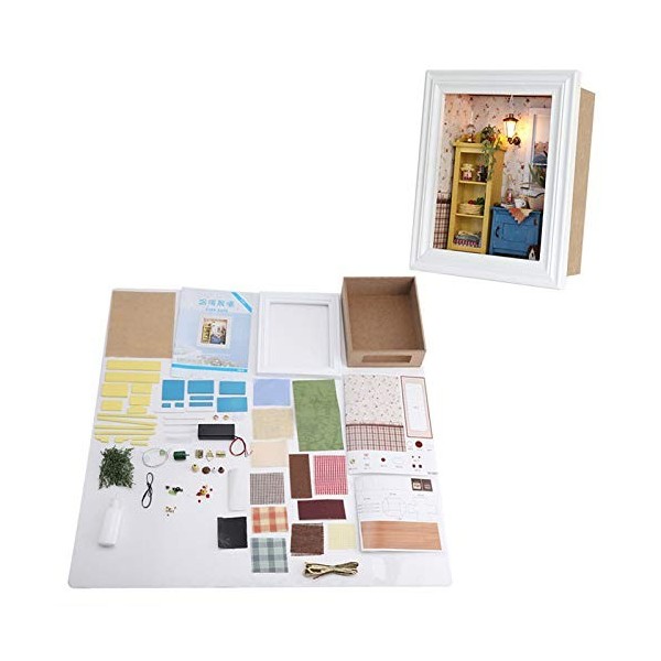 Psytfei Bricolage Maison De Poupée Maison De Poupée Miniature Cadre Photo Design Kit De Maison Chaude avec des Meubles Cadeau