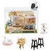 DIY Chat Café Jardin Maison de Poupée Miniature Kit avec Meubles Échelle 1:24 Chambre Créative pour Cadeau DIY Maison de Poup