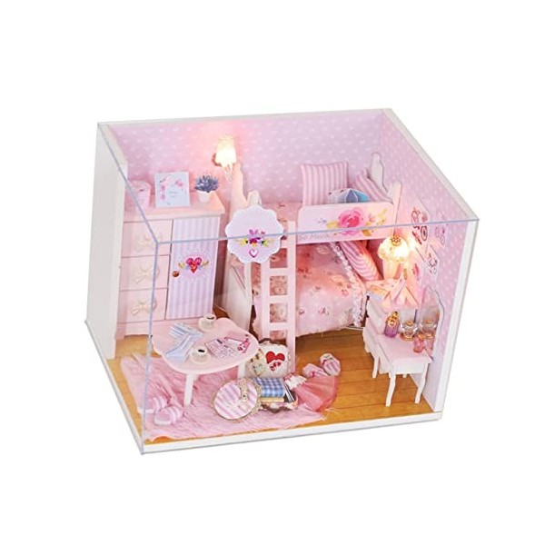 Toyvian Kit De Maison De Poupée Bricolage Kits De Mini-Maisons Maison De Poupée Princesse Jouet De Maison Lumineux Cadeau da