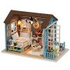 Maison de poupée DIY Kit miniature avec meubles, kit maison de poupée en bois DIY avec lumière LED, mini maison en bois 3D, c