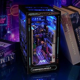 Kit de décoration pour maison de poupée à faire soi-même, puzzle en bois 3D avec éclairage LED pour bibliothèque, serre-livre