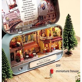 Kit de maison miniature avec boîte en fer à LED Théâtre miniature Maison de poupée bricolage Mini maison de poupée avec acces