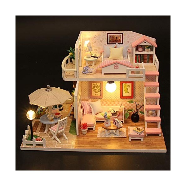 Kits De Maison Miniature Bricolage Avec Lumières LED, Kits De Maison De Poupée En Bois 3D, Maison De Poupée Faite à la Main P