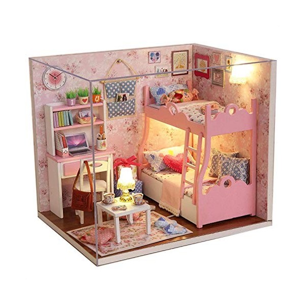 Txyk Kit DIY Maison de Poupée Mini Fait à la Main en Bois pour Filles Cabine Conte de fées de Cadeau de Noël Décoration Maiso