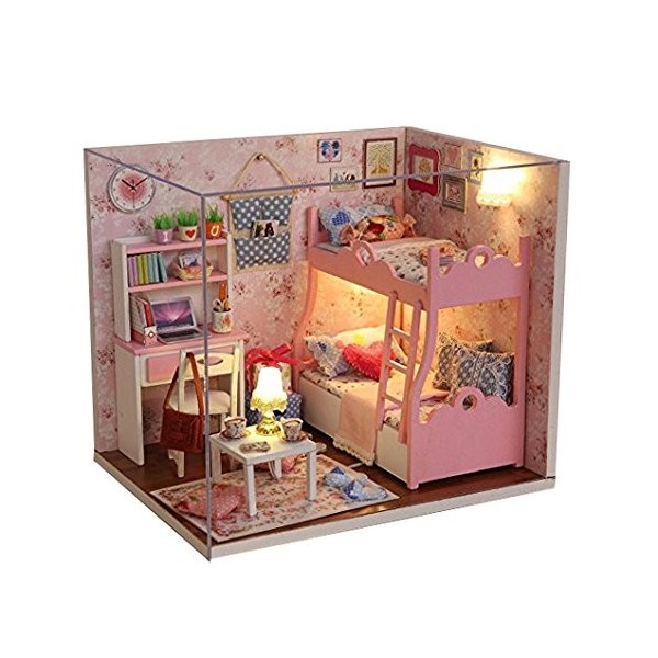 Txyk Kit DIY Maison de Poupée Mini Fait à la Main en Bois pour Filles Cabine Conte de fées de Cadeau de Noël Décoration Maiso