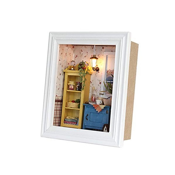 Kuuleyn DIY Dollhouse Photo Frame, Mini Dollhouse Model Warm House Kit avec des Meubles pour la décoration de la Maison