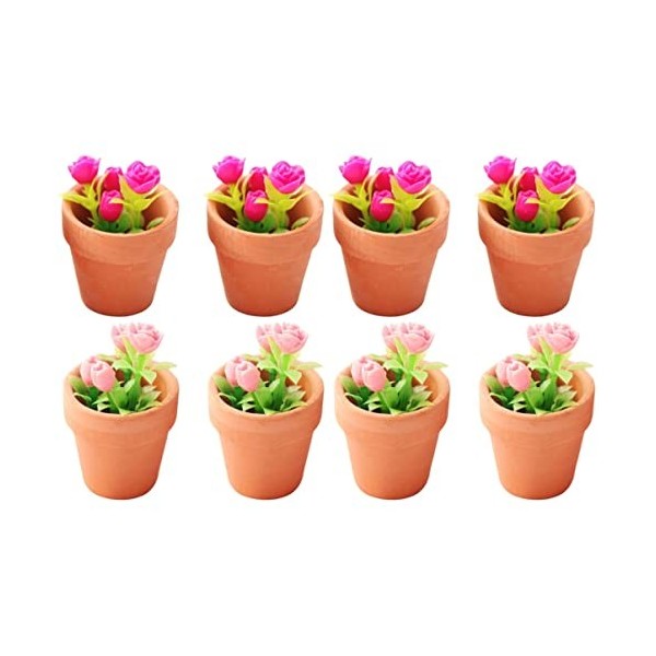 Toddmomy 12 Pièces Plante Verte Rose Petite Plante De Jardin Plante en Pot De Maison De Poupée Décor De Maison De Poupée Modè