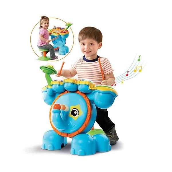 VTech - Jungle Rock - Batterie Eléphant, instrument de musique - 1,5 / 4 ans - Version FR