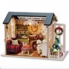 Tyenaza Enfants Bricolage Maison en Bois Jouet Meubles Artisanat Maisons modèle avec lumière LED Maison de poupée en Bois par