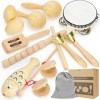 Juwugu Instruments de musique pour enfants, jeu de percussion en bois naturel, jouet de musique, jouet pour enfants, xylophon