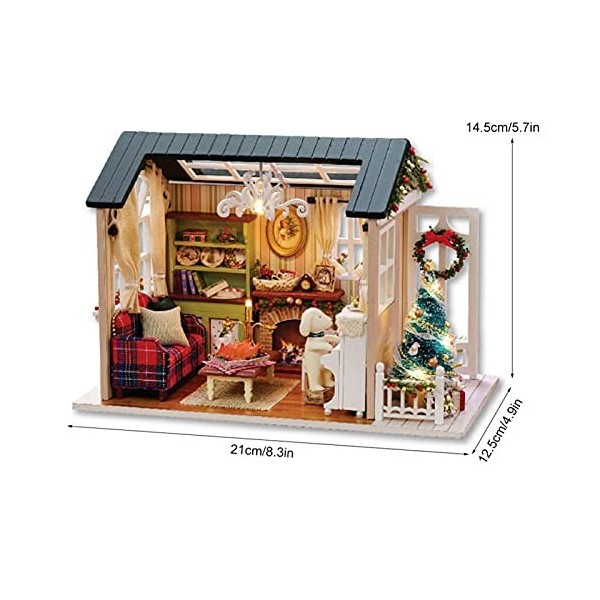 Tyenaza Enfants Bricolage Maison en Bois Jouet Meubles Artisanat Maisons modèle avec lumière LED Maison de poupée en Bois par