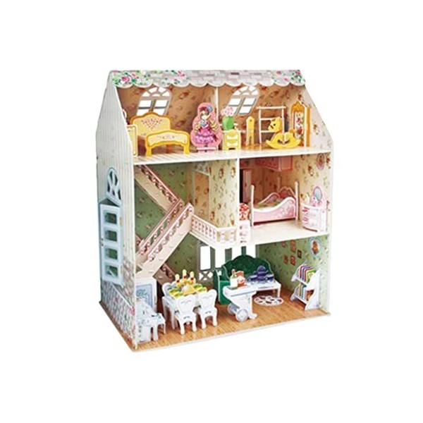 predolo de Maison de Poupée Bricolage Miniature Maison en Bois Faite à La Main avec Outil Dassemblage Europe Villa Modèle En