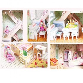 predolo de Maison de Poupée Bricolage Miniature Maison en Bois Faite à La Main avec Outil Dassemblage Europe Villa Modèle En