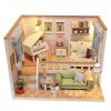 YIHANGG Bricolage Maison De Poupée en Bois Assembler Jouet en Bois Miniatura Fait Main Modèle Kit De Construction Meubles ave