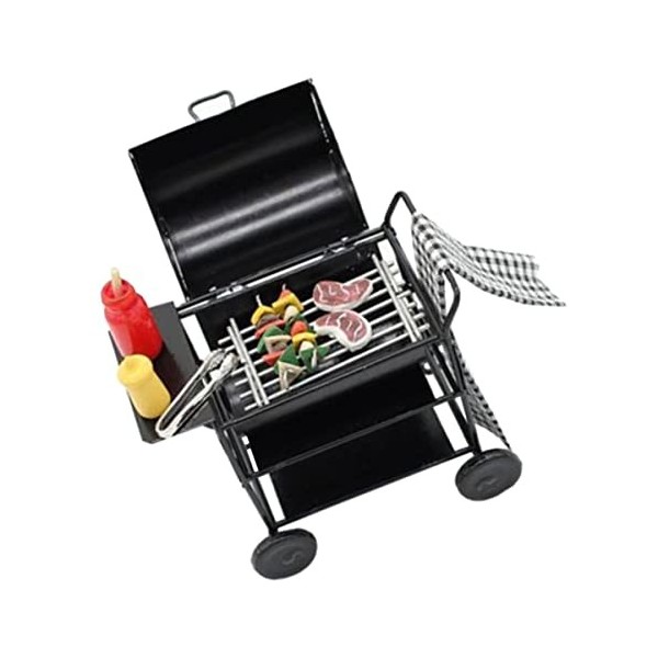 ibasenice 1 Jeu Chariot De Barbecue pour Maison De Poupée Chariot De Gril pour Enfants 1 : 12 Accessoires De Maison De Poupée